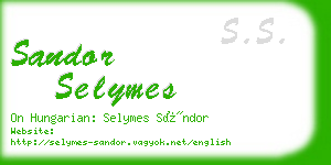 sandor selymes business card